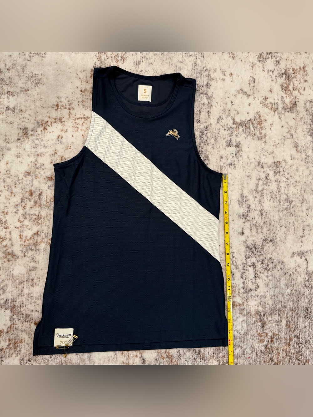 Tracksmith, Navy Blue, Mesh, Running, Van Cortlandt Singlet Tank Top | W Small - Picture 7 of 7